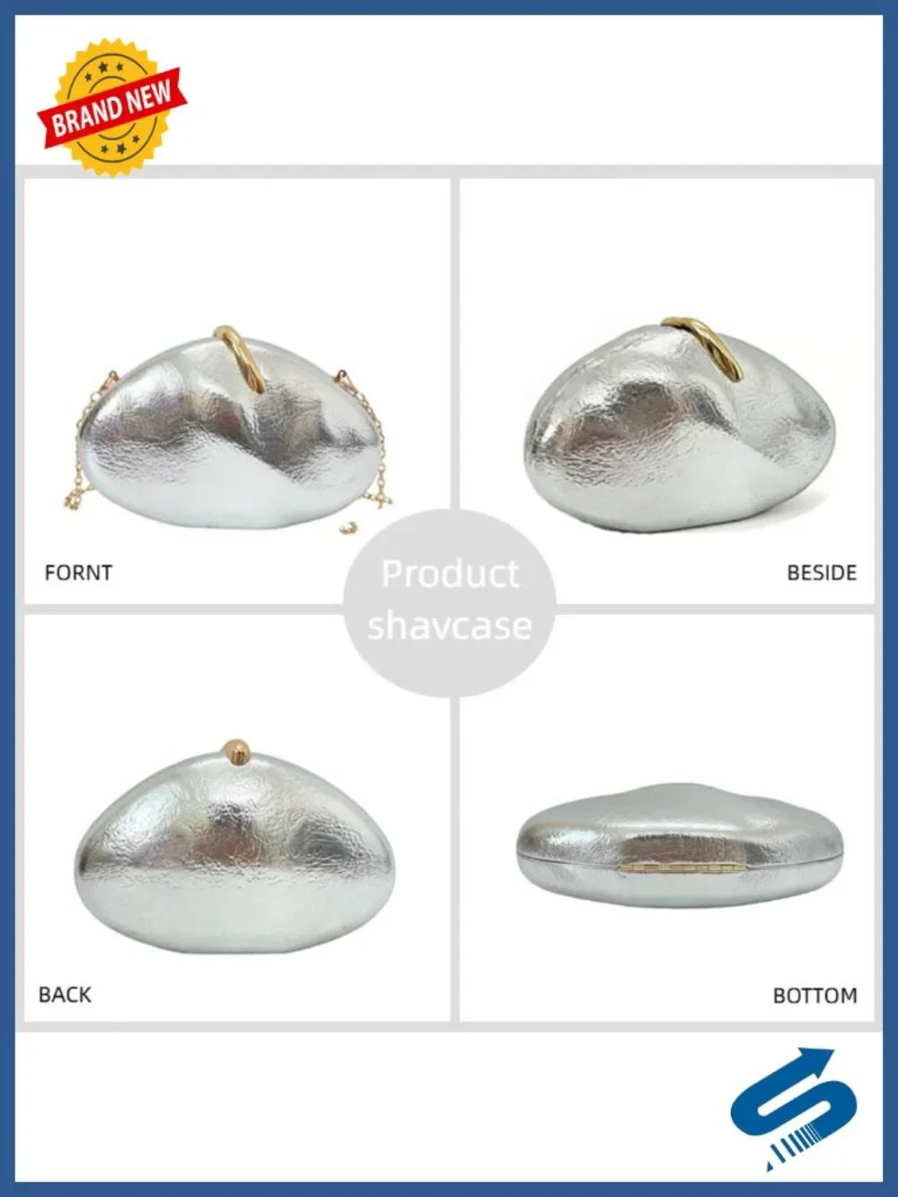 PU Leather Evening Clutch Purse Shell Shaped Formal Bag